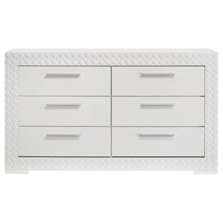 (image for) Ives 6-drawer Dresser Cabinet White High Gloss