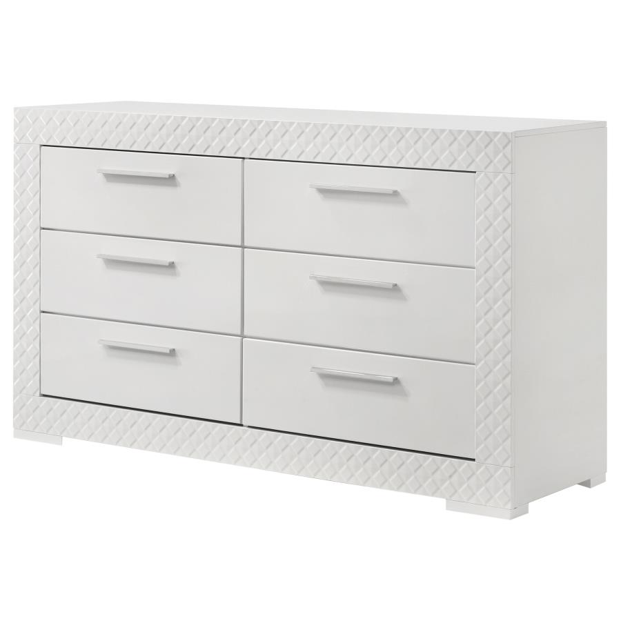 (image for) Ives 6-drawer Dresser Cabinet White High Gloss