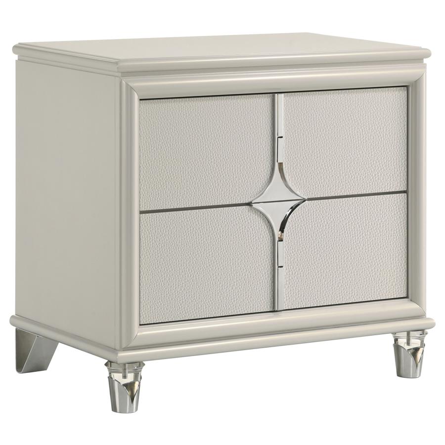 (image for) Olivia 2-drawer Nightstand Bedside Table Pearl White - Click Image to Close