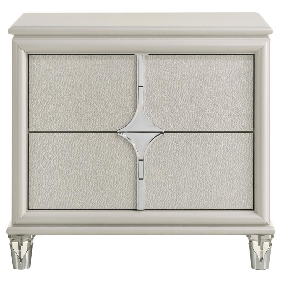 (image for) Olivia 2-drawer Nightstand Bedside Table Pearl White