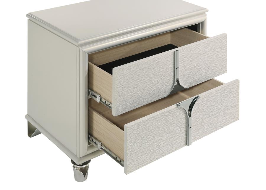 (image for) Olivia 2-drawer Nightstand Bedside Table Pearl White