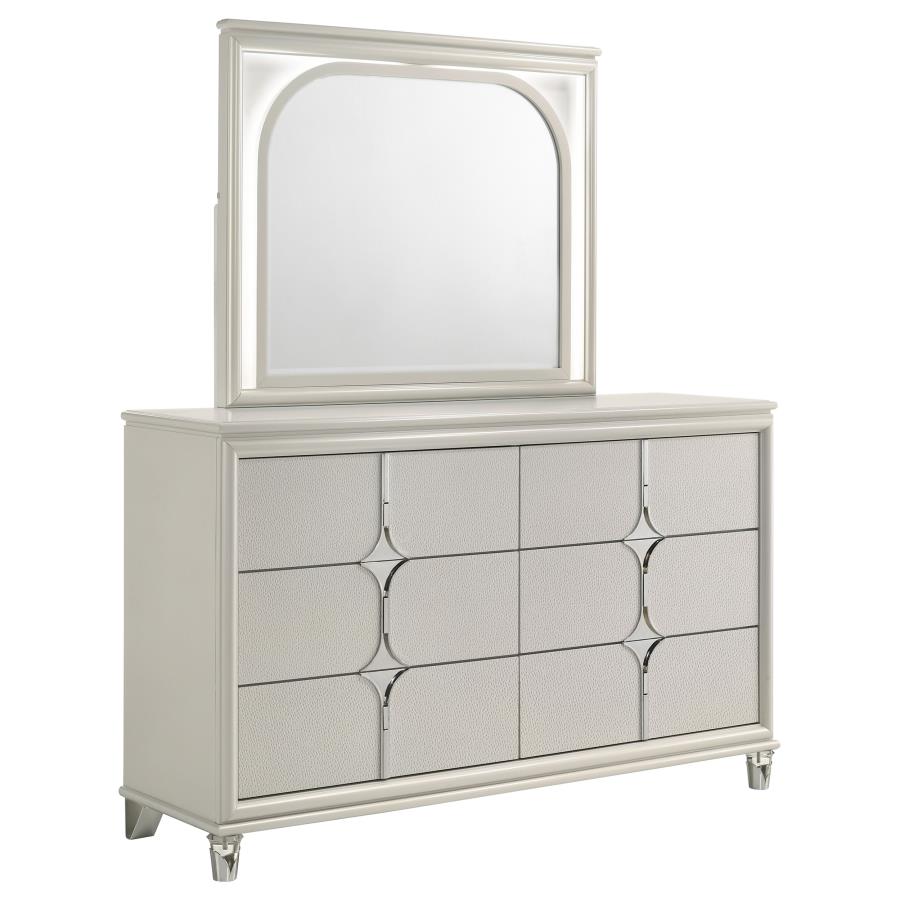 (image for) Olivia 6-drawer Dresser and LED Mirror Pearl White