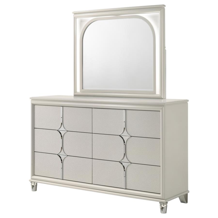 (image for) Olivia 6-drawer Dresser and LED Mirror Pearl White