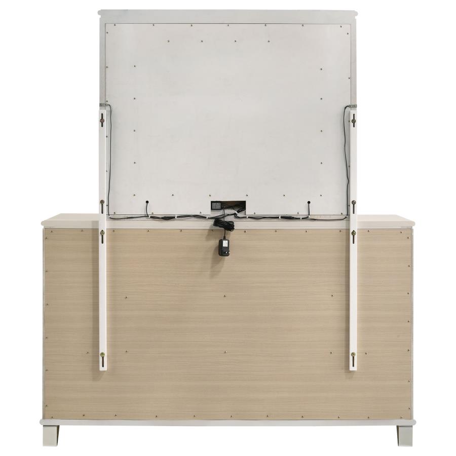 (image for) Olivia 6-drawer Dresser and LED Mirror Pearl White