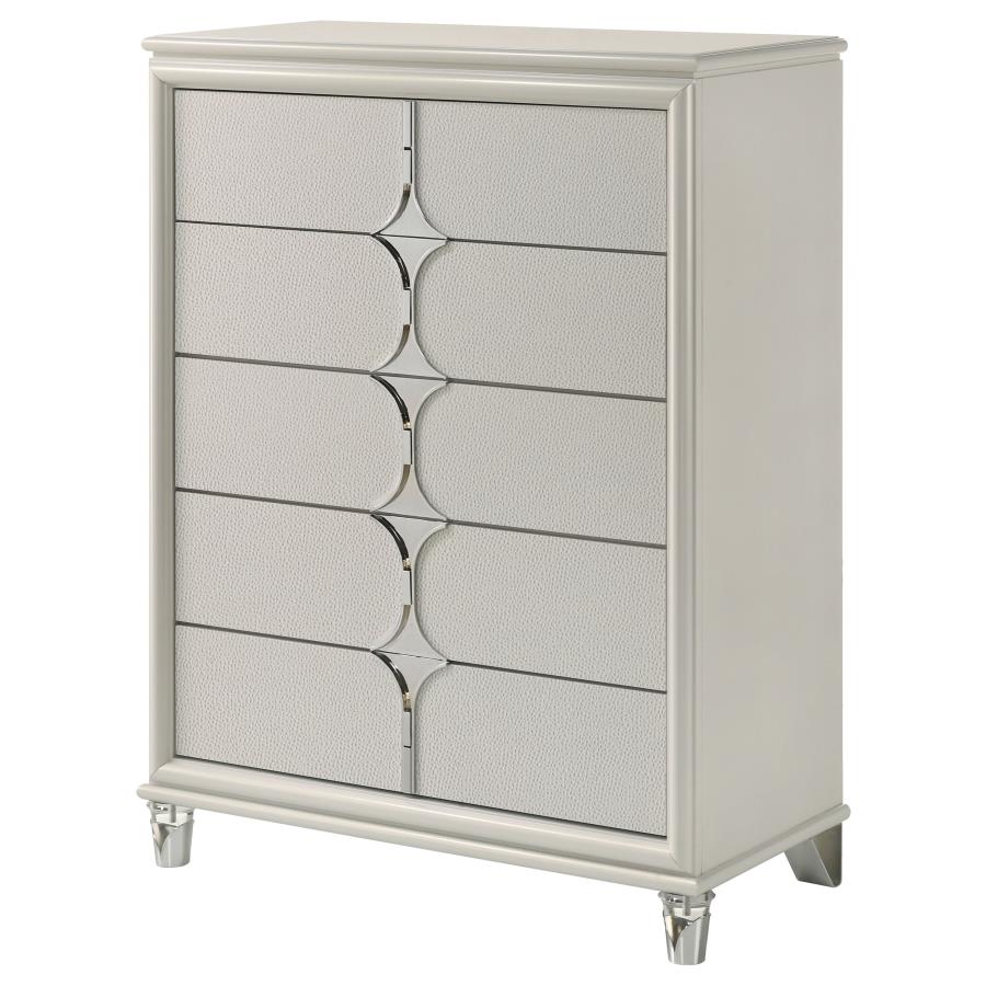 (image for) Olivia 5-drawer Bedroom Chest of Drawers Pearl White