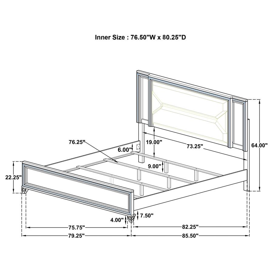 (image for) Marmore 64-inch Eastern King Panel Bed LED Headboard White