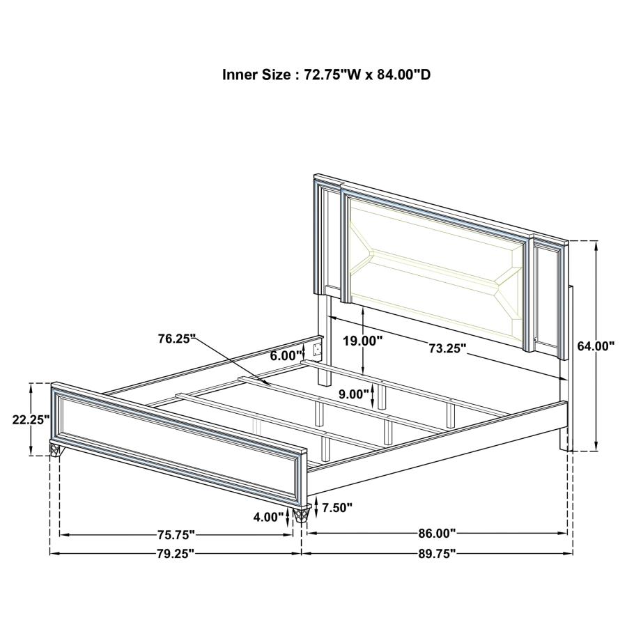 (image for) Marmore 64-inch California King Bed LED Headboard White