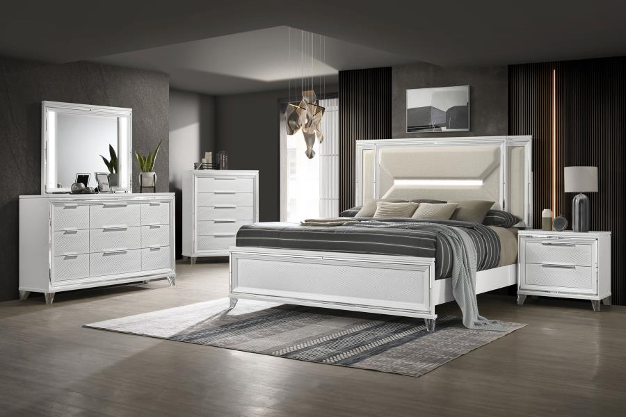 (image for) Marmore 64-inch Queen Panel Bed LED Headboard White