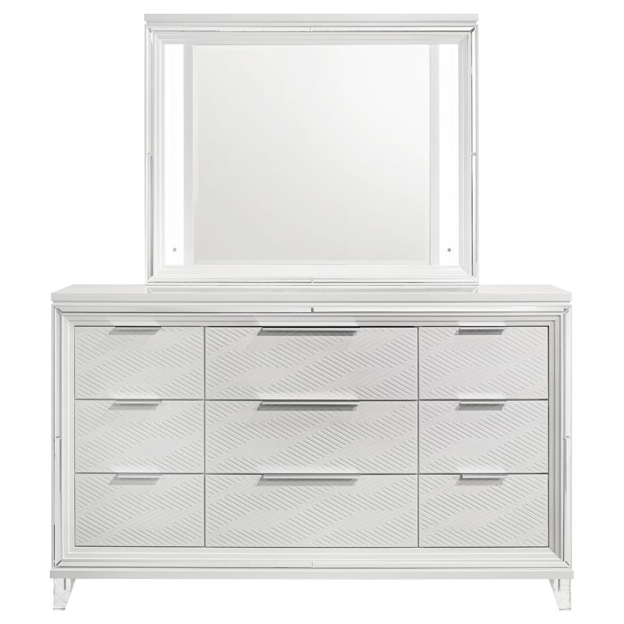 (image for) Marmore 9-drawer Dresser and LED Mirror White