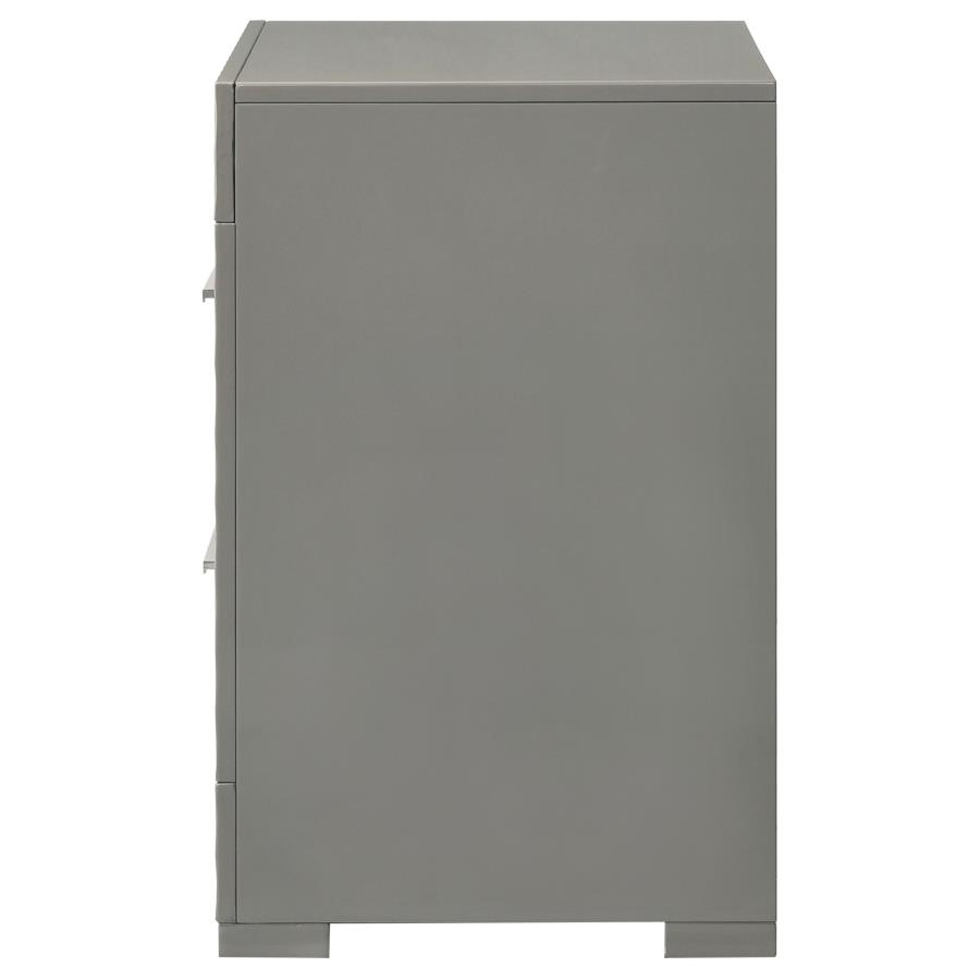 (image for) Ives 2-drawer Nightstand Bedside Table Grey High Gloss