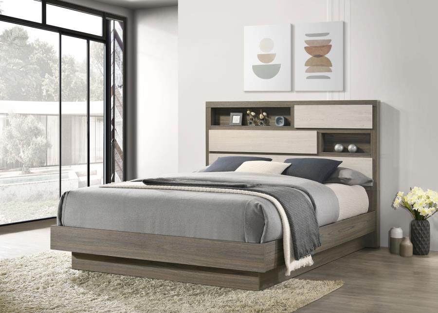 (image for) Fenwick California King Bed Bookcase Headboard Grey Oak