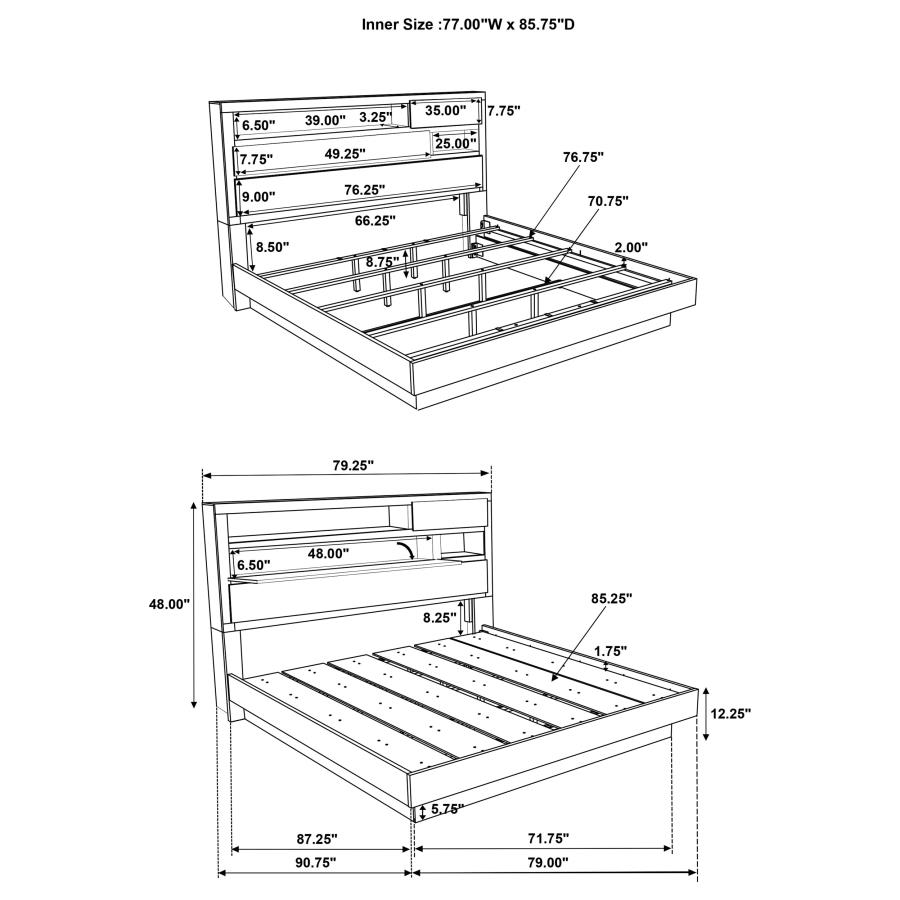 (image for) Fenwick California King Bed Bookcase Headboard Grey Oak