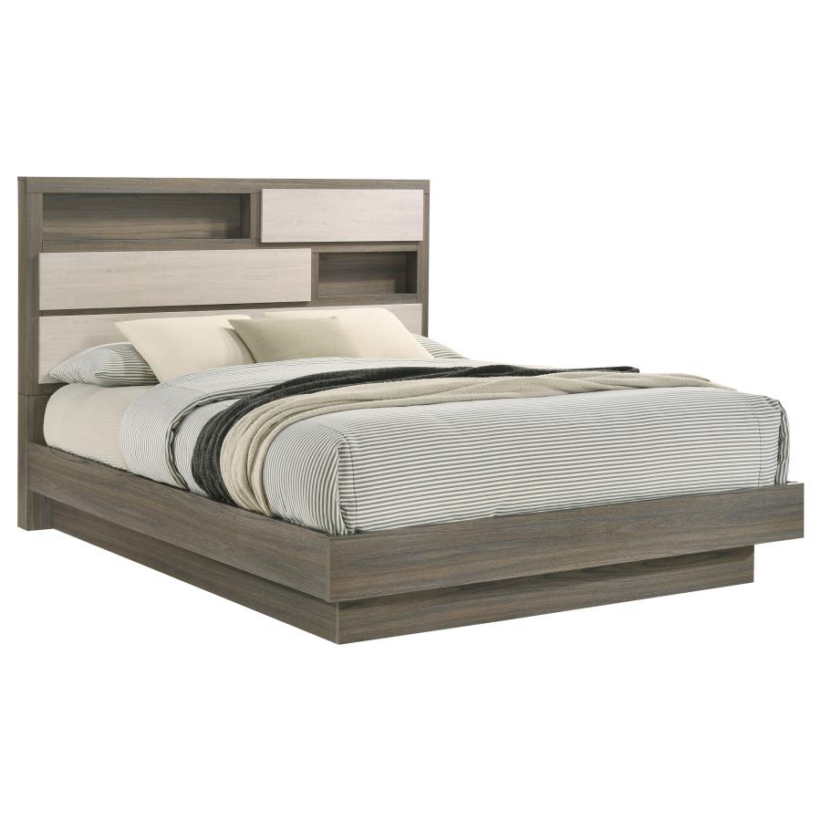 (image for) Fenwick Queen Bed Bookcase Headboard Grey Oak