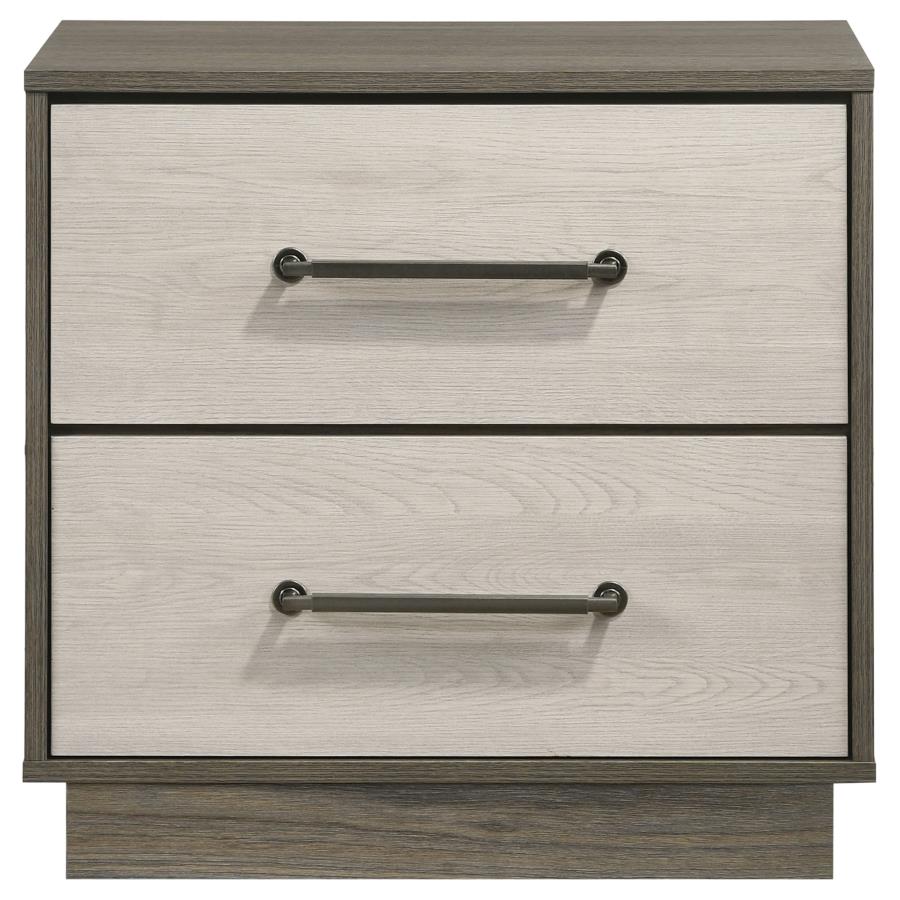 (image for) Fenwick 2-drawer Nightstand Bedside Table Grey Oak