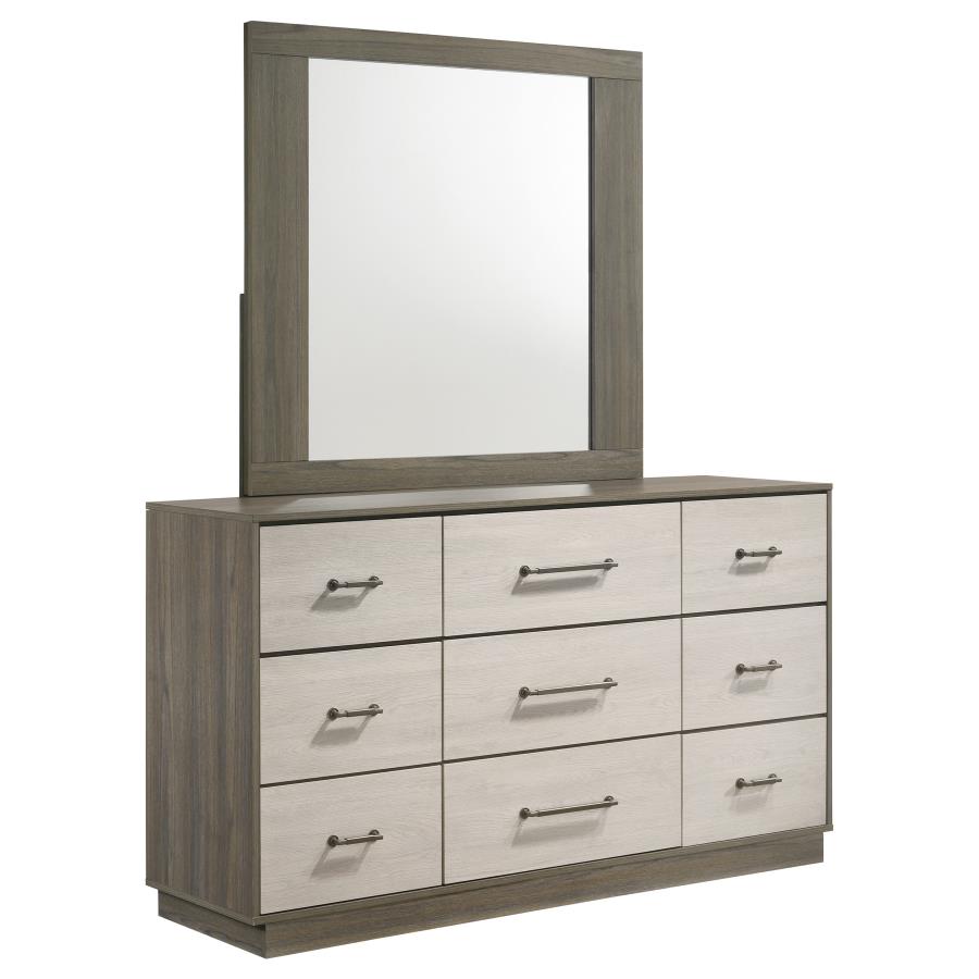 (image for) Fenwick 9-drawer Dresser with Mirror Grey Oak