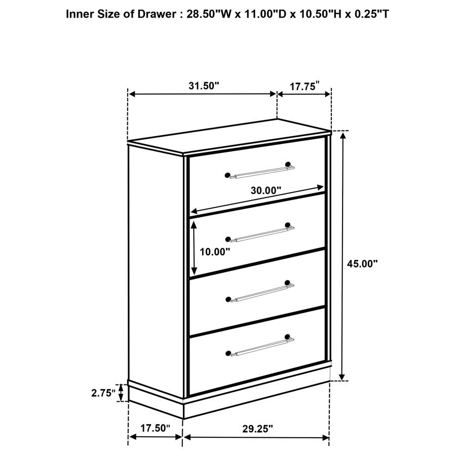 (image for) Fenwick 4-drawer Chest of Drawers Grey Oak