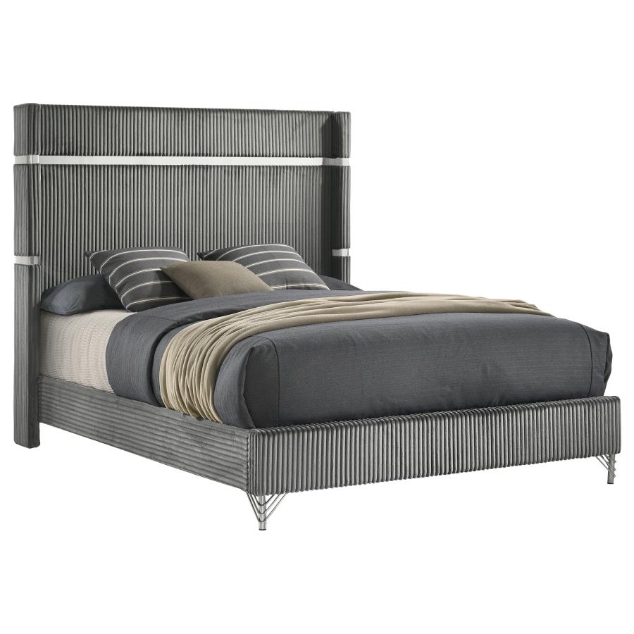 (image for) Lucia 61-inch Upholstered Queen Wingback Bed Grey