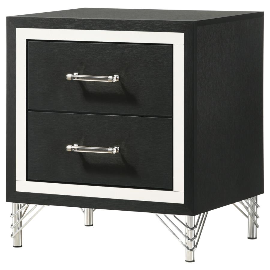 (image for) Lucia 2-drawer Nightstand Bedside Table Black