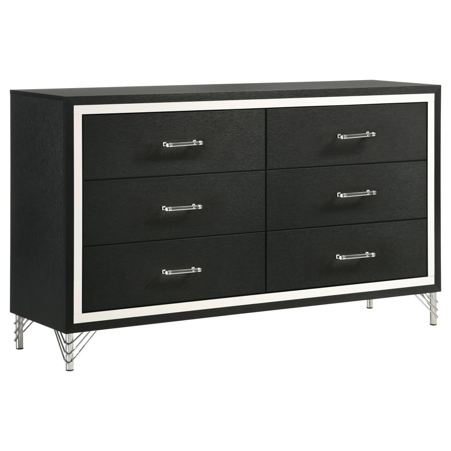 (image for) Lucia 6-drawer Dresser Cabinet Black - Click Image to Close