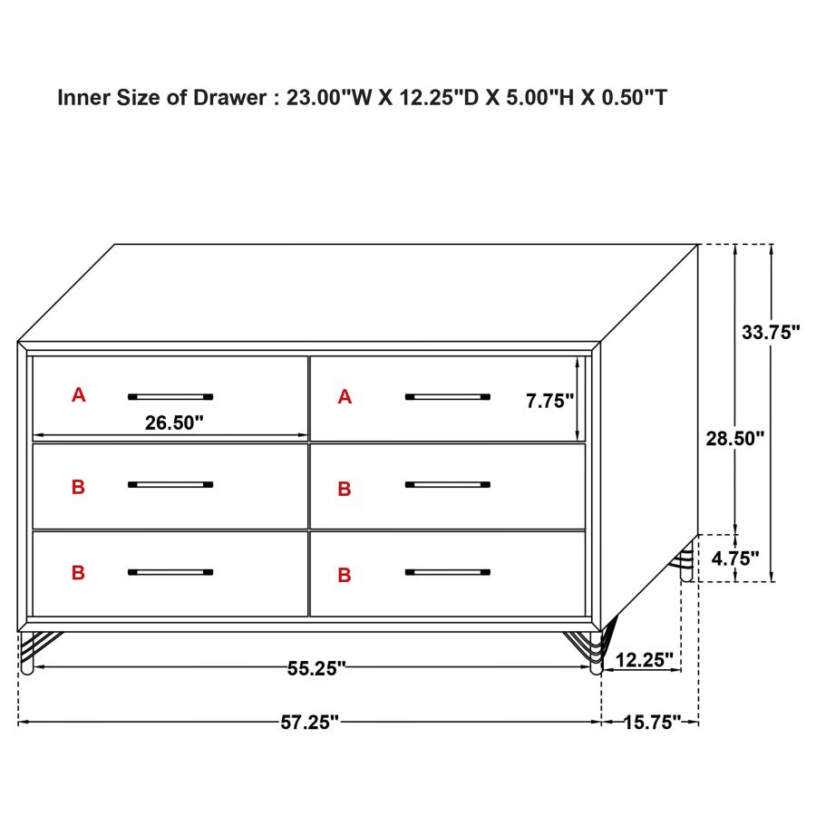 (image for) Lucia 6-drawer Dresser Cabinet Black