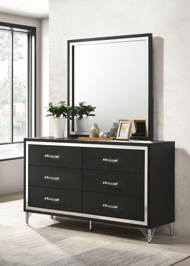 (image for) Lucia 6-drawer Dresser and Mirror Black