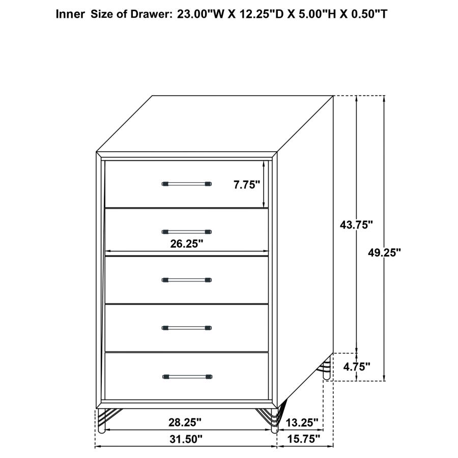 (image for) Lucia 5-drawer Bedroom Chest of Drawers Black