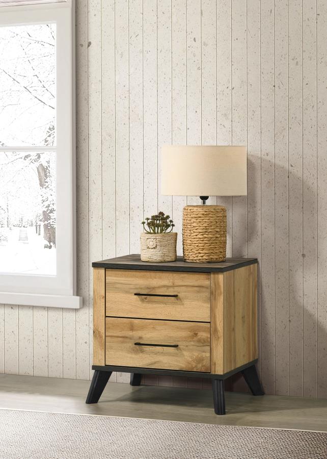 (image for) Kaywood 2-drawer Nightstand Bedside Table Natural Pine