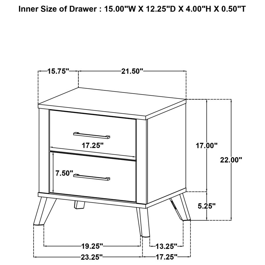 (image for) Kaywood 2-drawer Nightstand Bedside Table Natural Pine