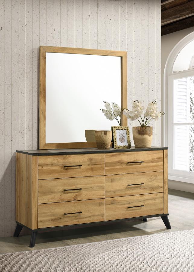 (image for) Kaywood 6-drawer Dresser and Mirror Natural Pine