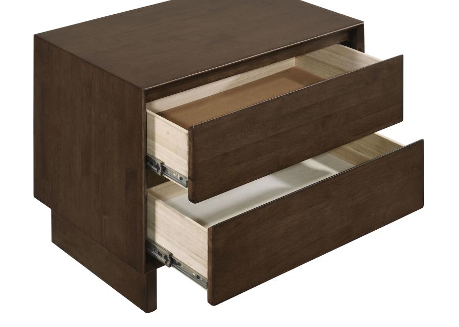 (image for) Glenwood 2-drawer Nightstand Bedside Table Warm Brown