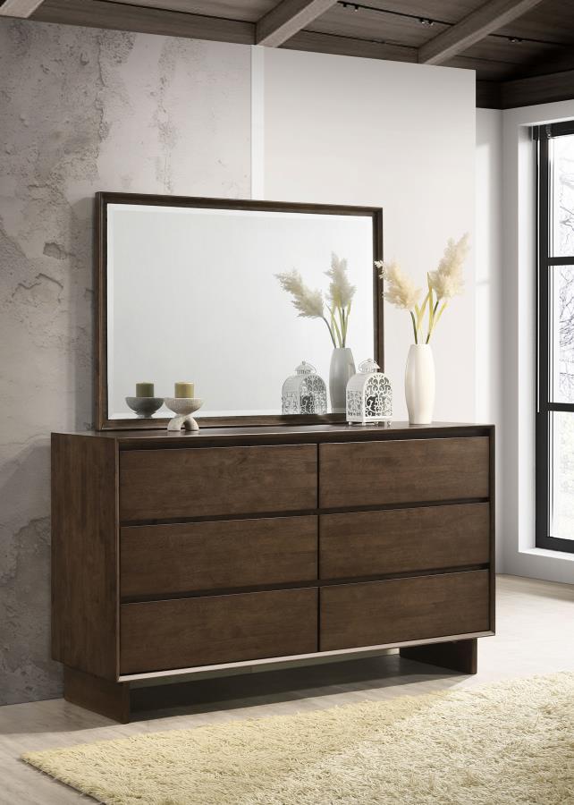 (image for) Glenwood 6-drawer Dresser and Mirror Warm Brown