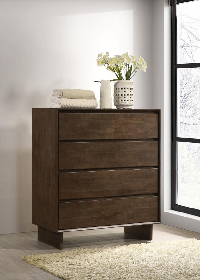 (image for) Glenwood 4-drawer Chest of Drawers Warm Brown