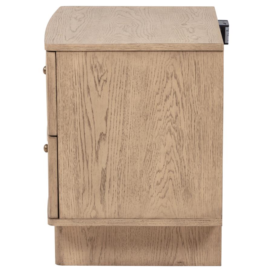 (image for) Kailani 2-drawer Nightstand Bedside Table Beige Oak