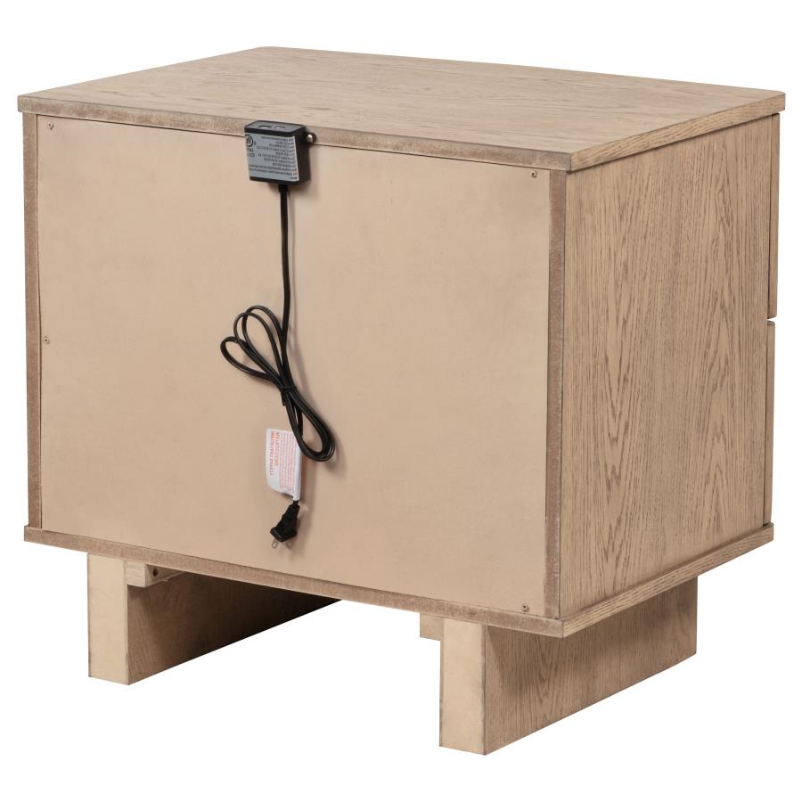 (image for) Kailani 2-drawer Nightstand Bedside Table Beige Oak