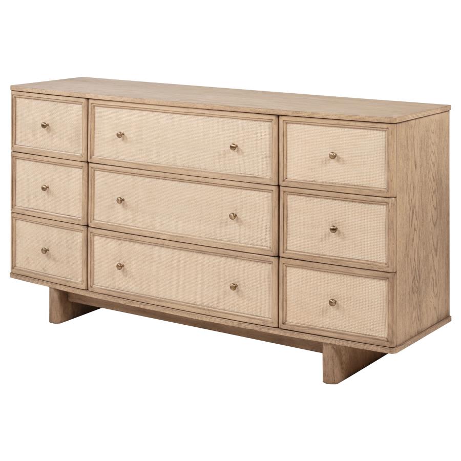 (image for) Kailani 9-drawer Dresser Cabinet Beige Oak