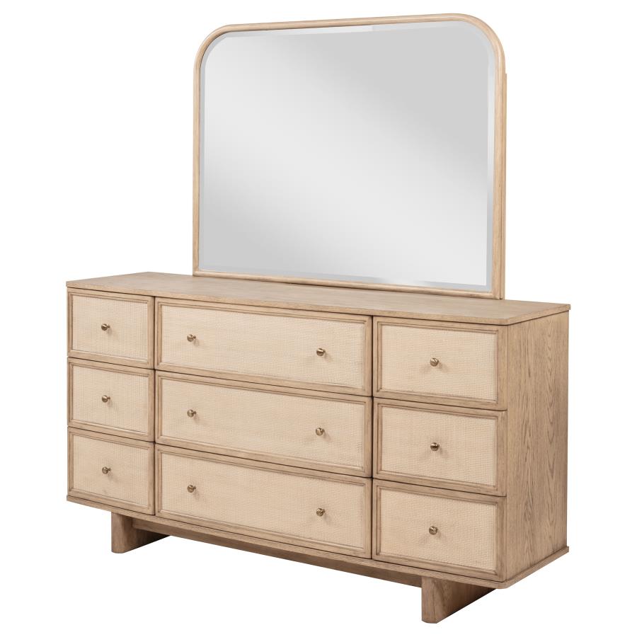 (image for) Kailani 9-drawer Dresser and Mirror Beige Oak