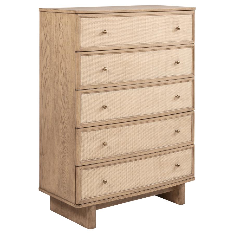 (image for) Kailani 5-drawer Bedroom Chest of Drawers Beige Oak - Click Image to Close