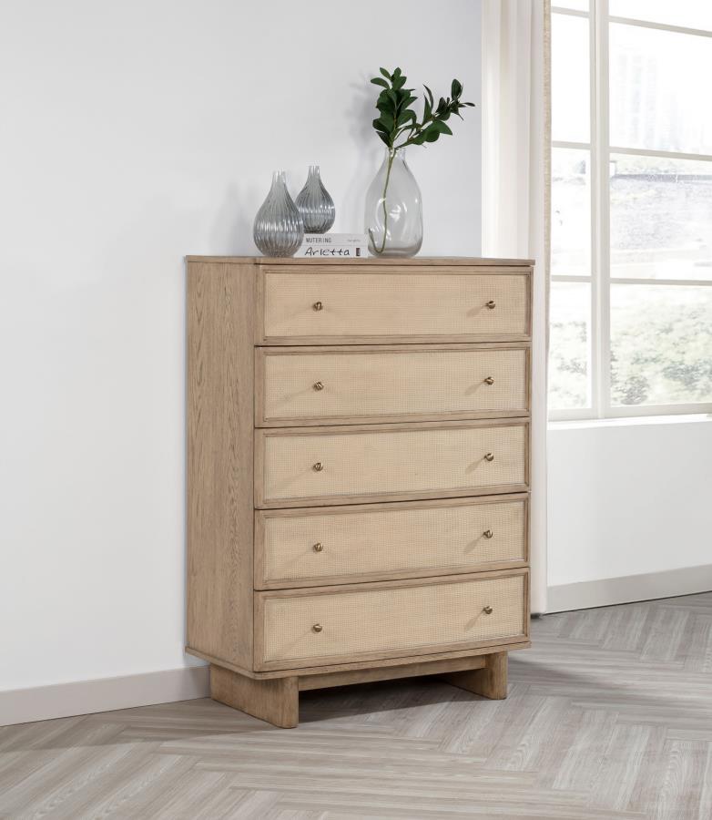 (image for) Kailani 5-drawer Bedroom Chest of Drawers Beige Oak