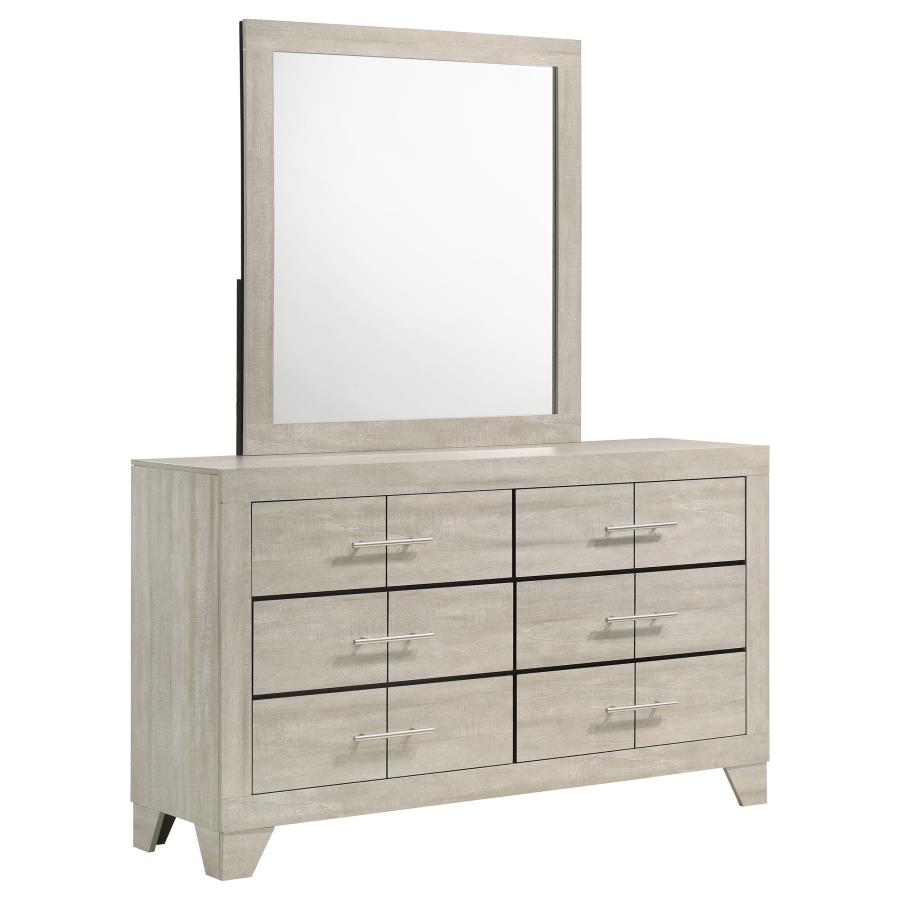 (image for) Trenton 6-drawer Bedroom Dresser With Mirror Rustic Cream