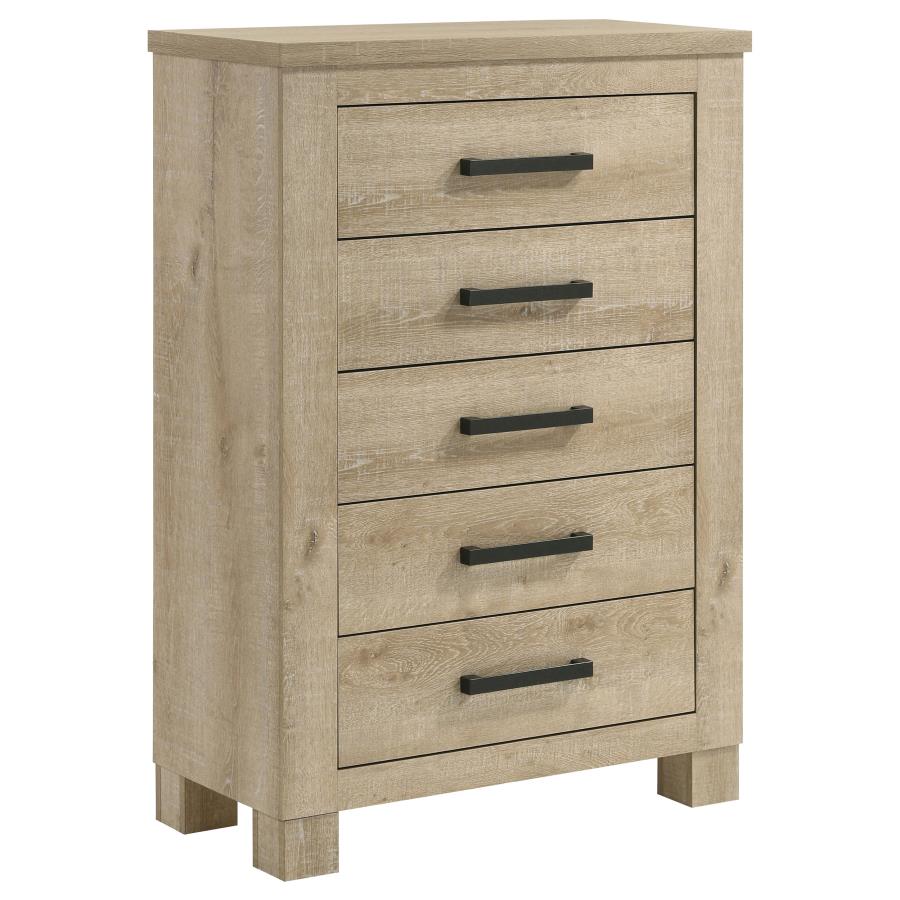 (image for) Oakglen 5-drawer Bedroom Chest of Drawers Weathered Oak