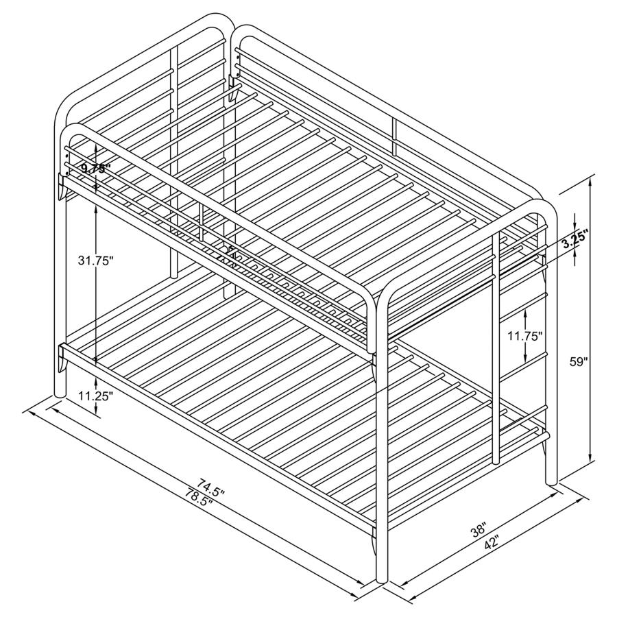 (image for) Morgan Metal Twin Over Twin Bunk Bed Blue