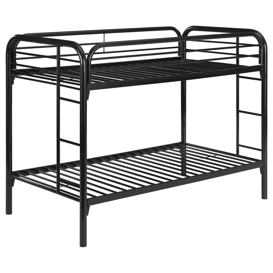 (image for) Morgan Metal Twin Over Twin Bunk Bed Black - Click Image to Close