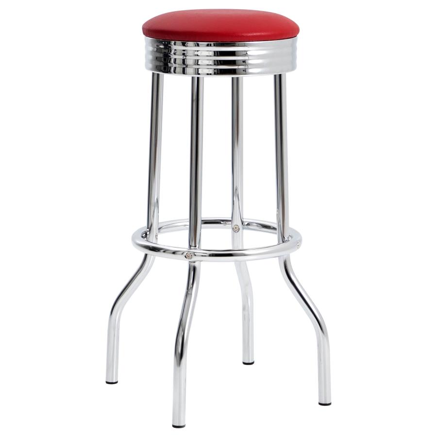 (image for) Retro Upholstered Metal Swivel Bar Stool Red (Set of 2)