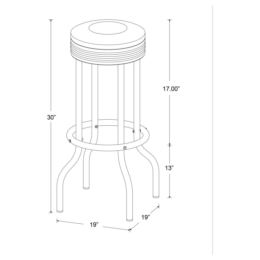 (image for) Retro Upholstered Metal Swivel Bar Stool Red (Set of 2)