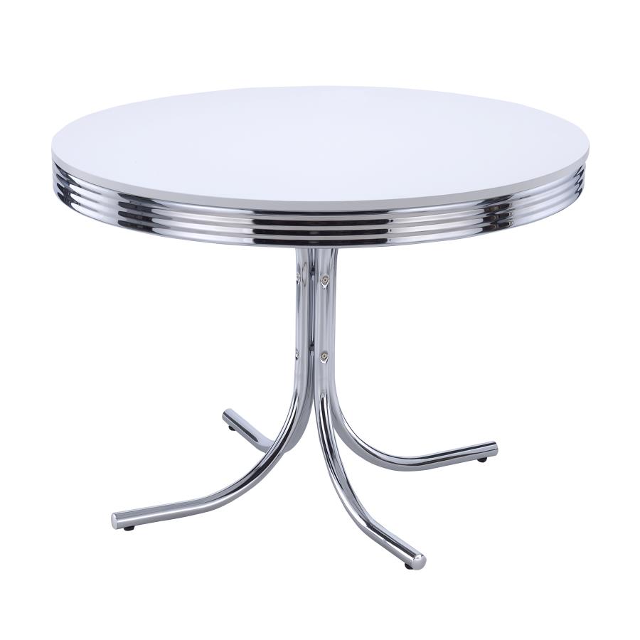 (image for) Retro 5-piece Round Dining Table Set White and Red