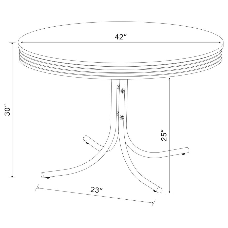 (image for) Retro 5-piece Round Dining Table Set White and Red