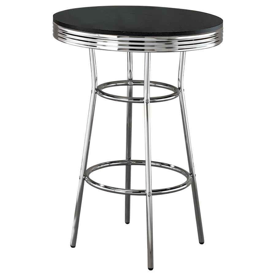 (image for) Retro Round 30-inch 1950's Bistro Pub Height Bar Table Black