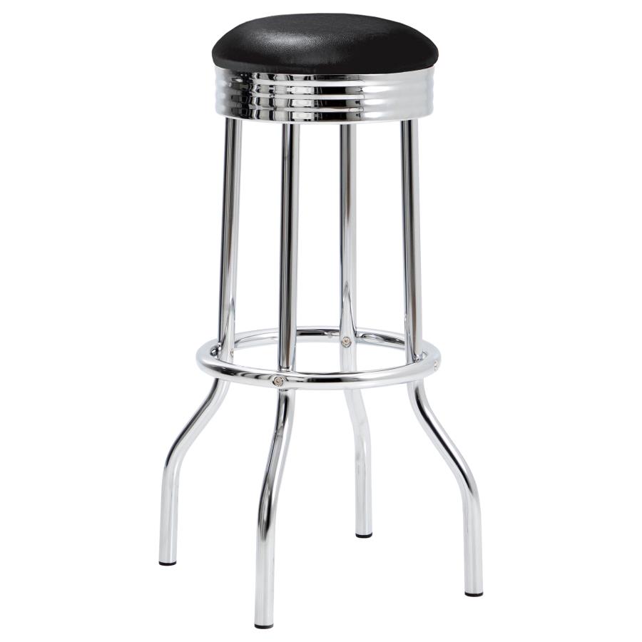 (image for) Retro Upholstered Metal Swivel Bar Stool Black (Set of 2)