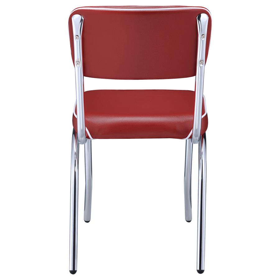 (image for) Retro Upholstered Dining Side Chair Red (Set of 2)