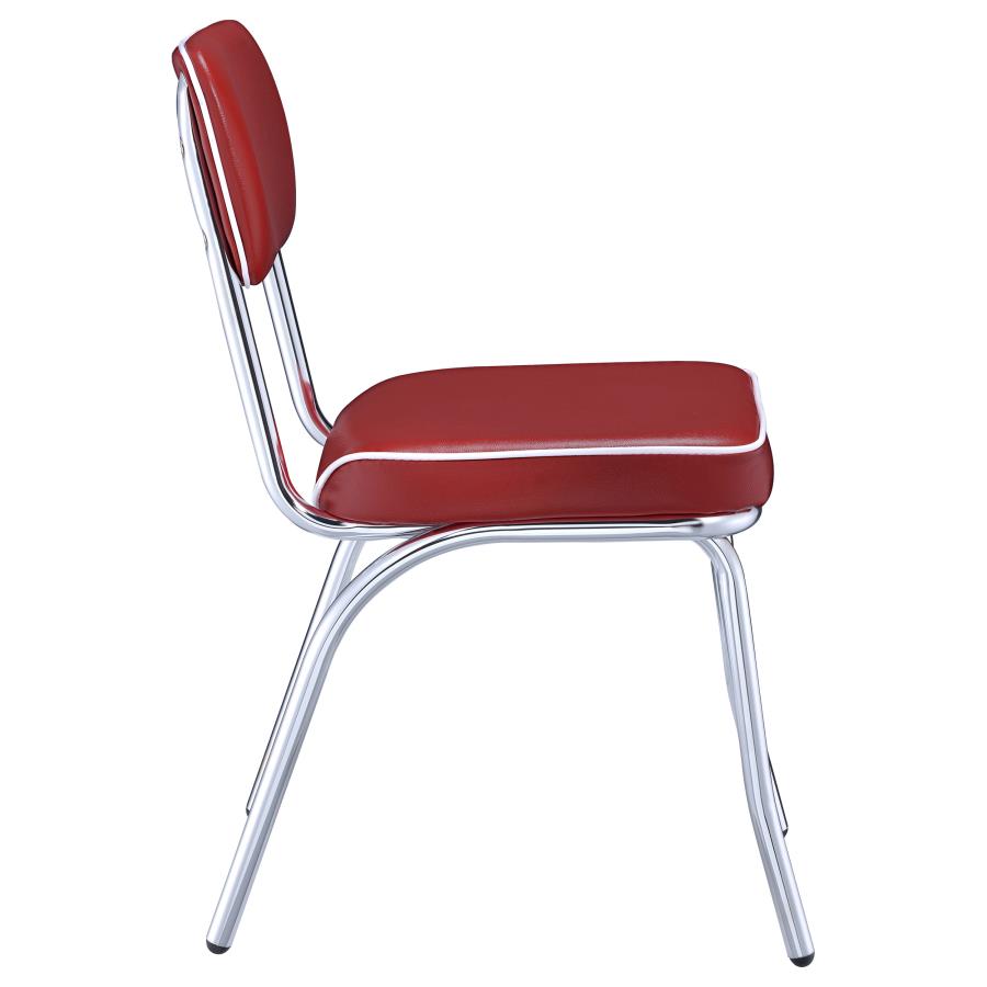 (image for) Retro Upholstered Dining Side Chair Red (Set of 2)